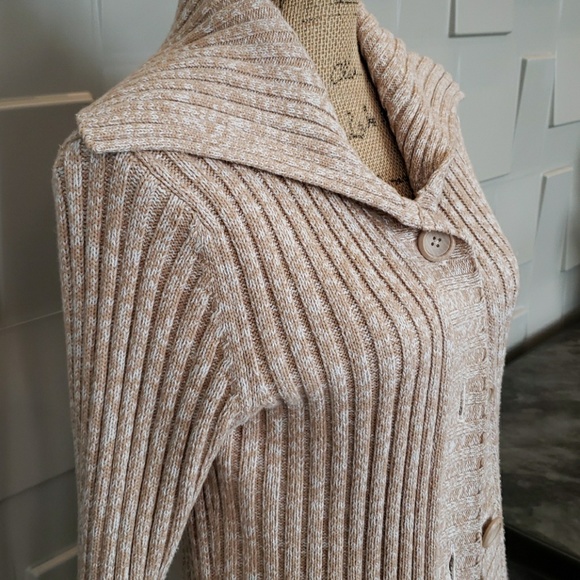 North Crest sweater coat jacket beige tan long sleeve Size Large Juniors - Picture 2 of 5